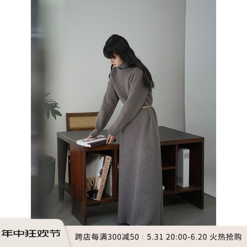 【618推荐】Cha 现货 | RUOHAN 高领羊毛针织连衣裙 双色选 女装/女士精品 连衣裙 原图主图