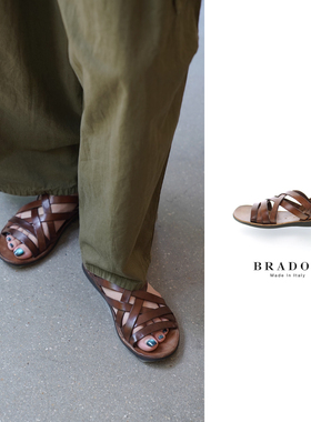 Cha 官方 | BRADOR MIA系列 意大利手工染色植鞣革 编织平底凉鞋