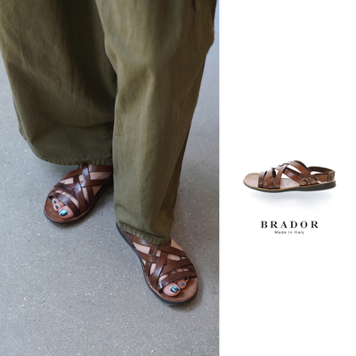 Cha 官方 | BRADOR MIA系列 意大利手工染色植鞣革 编织平底凉鞋