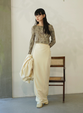 Cha | Cortana24早秋JACKIE牦牛毛一片式围裹半身裙