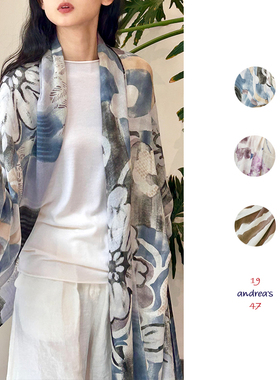 19 Andrea's 47 意大利制造花色羊绒披肩围巾系列02