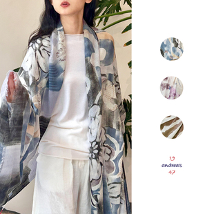 19 Andrea's 47 意大利制造花色羊绒披肩围巾系列02