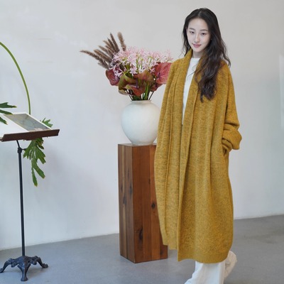 Cha官方 | 瑞士FRENCKENBERGER 25秋冬 羊绒羊毛混纺夹花长款开衫