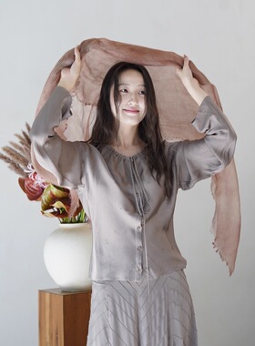 Cha 官方 | Softheart 25秋冬 手工点染丝羊绒混纺纯色披肩围巾