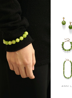 透绿色圆珠可调节项链