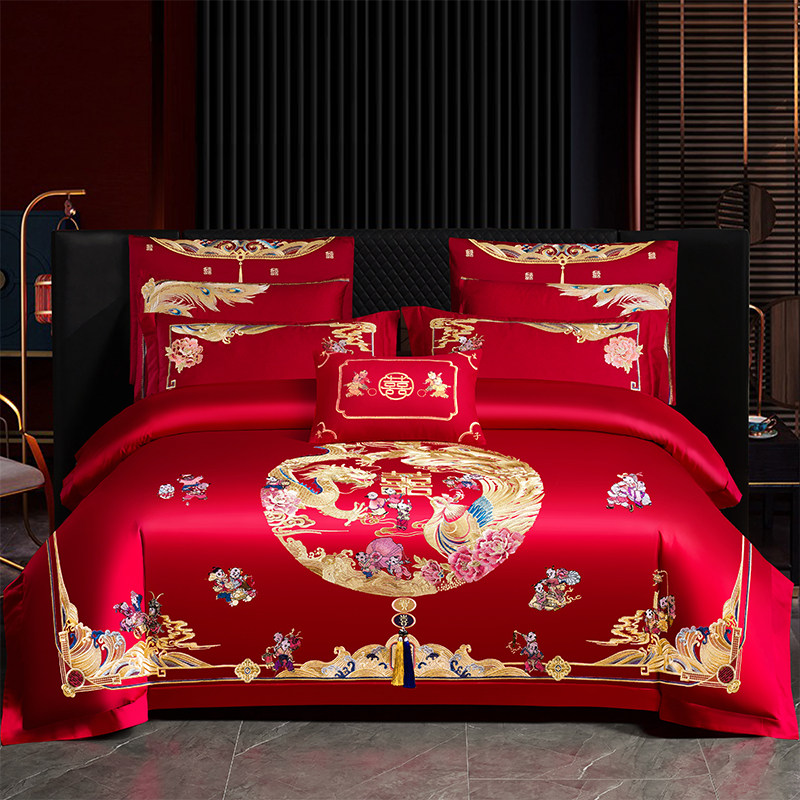 良缘阁婚庆四件套大红色结婚床上用品喜庆床单婚嫁喜被新婚被套,床上用品,婚庆床品套件,淘宝优惠券,粉丝福利购,淘宝优惠卷