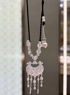 足银999百合流苏花丝平安锁纯银长命富贵锁项链送女友闺蜜礼物
