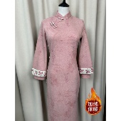 加绒加厚长款 长袖 古法旗袍2025新款 女复古修身 年轻款 ③冬款