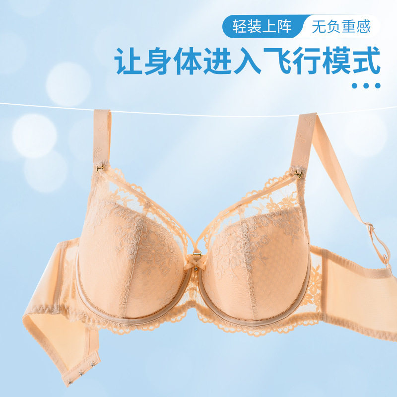 软钢圈薄款文胸罩大胸胖妹妹聚拢
