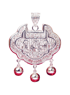 镂空纯银银吊坠民族风长命锁锁