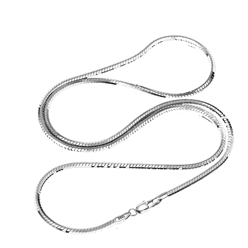 s925纯银八面蛇骨链项链