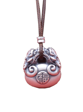 双龙护主平安锁999纯银吊坠