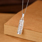 乡恋情S990足银吉祥花纹嘎乌盒吊坠复古个性 精美可打开吊坠装 东西