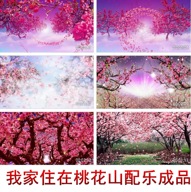 我家住在桃花山表演背景视频 唯美舞台背景led大屏幕背景视频素材