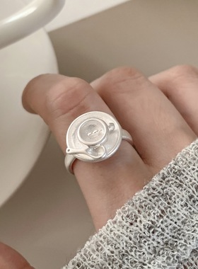 【两件包邮】独特性咖啡杯设计戒指女茶杯精致百搭个性开口指环小