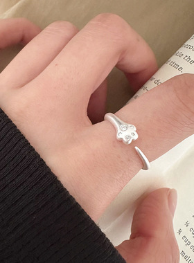 【两件包邮】可爱猫爪戒指女ins风小众设计感气质开口指环网红时