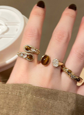 S925镀银美拉德精致戒指女ins风小众设计感时尚开口指环网红个性