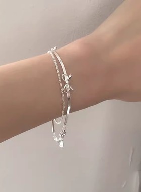 甜美蝴蝶结线条手链女简约冷淡风精致优雅手环ins风网红百搭手饰