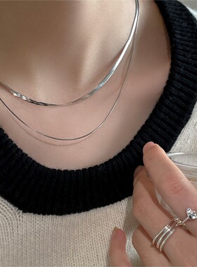 高级感蛇骨链项链女百搭时尚简约气质S925银锁骨链ins小众颈链潮