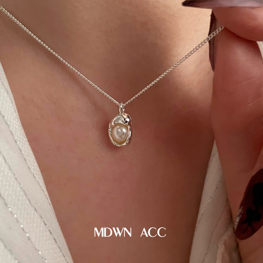 【两件包邮】豆荚仿珍珠项链女时尚气质S925镀银韩版简约锁骨链i