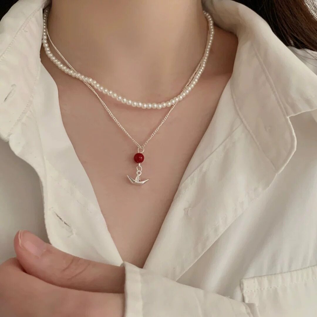 S925镀银一帆风顺小船吊坠项链女简约时尚百搭叠戴气质优雅锁骨链