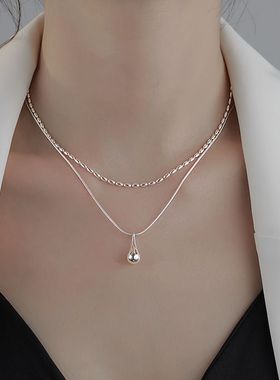 【两件包邮】双层水滴项链女简约冷淡风精致优雅S925镀银锁骨链i
