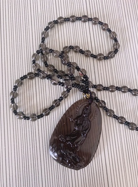 浅灰色观音/禅佛串珠项链 毛衣链 时尚百搭 礼盒包装 随机发