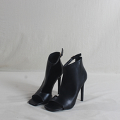 辣妹性感凉靴美女夏露趾侧镂空扣带12厘米夜场黑色细高跟鱼嘴鞋