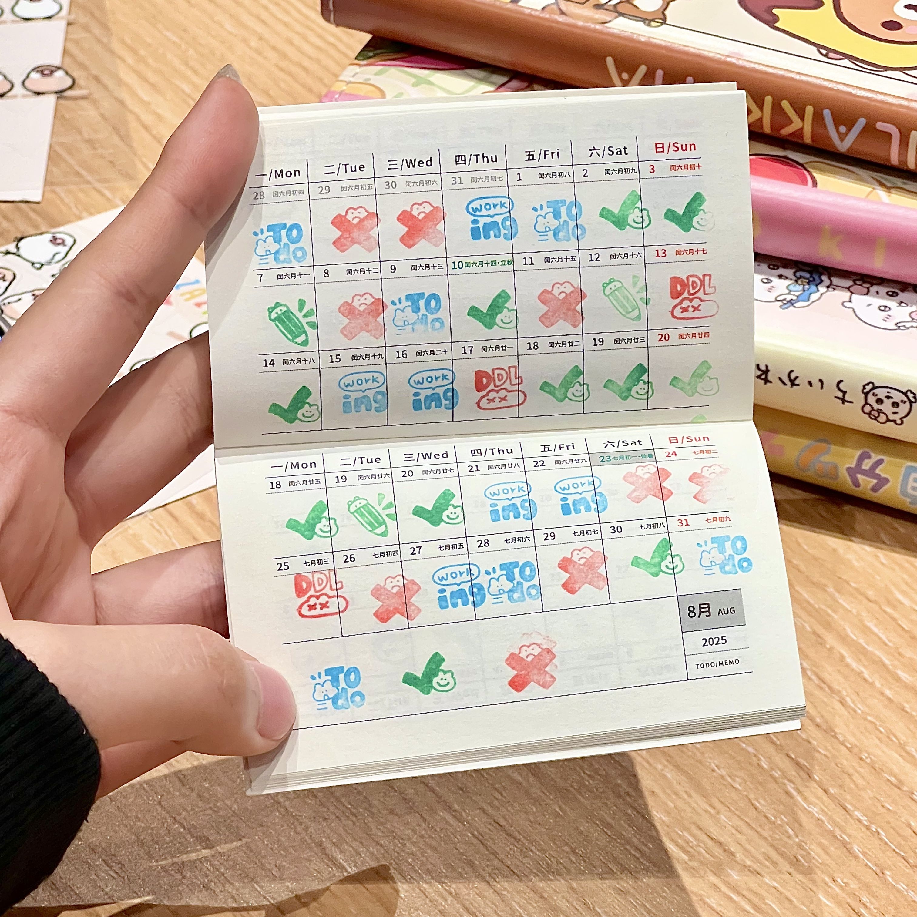 月打卡迷你印章本2025新款便捷心情记录手账本日程日记事笔记本