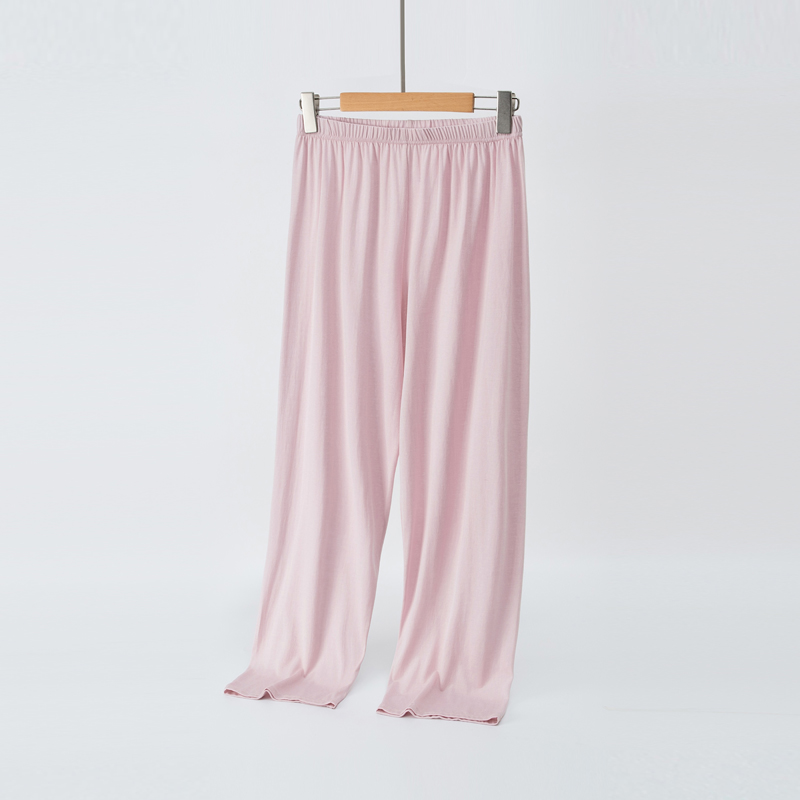 宽松大码桑蚕丝棉女高腰直筒长裤