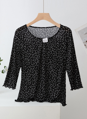 治愈家居服台湾品质100%桑蚕丝42针超细针织真丝女圆领睡衣裤套装