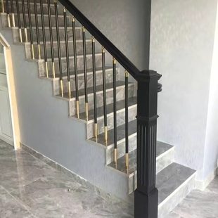 网红全套楼梯扶手铁艺立柱实木扶手大柱栏杆阳台护栏家用围栏简约