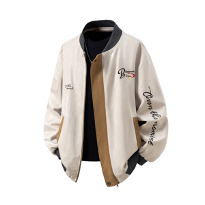 秋冬白底立体图大码绣花拼接夹克外套棒球服 男 J863 P88 控138图片