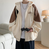 秋冬港风大码撞色绣花大码宽松拼接卫衣时尚外套男V912P70控98，女装短外套，电商A029