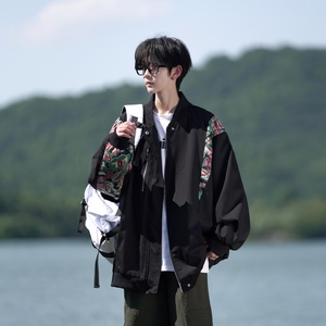 秋冬相机片拼接原创港风大码宽松棒球服夹克外套男 J851 P78控108，男装夹克，电商A029