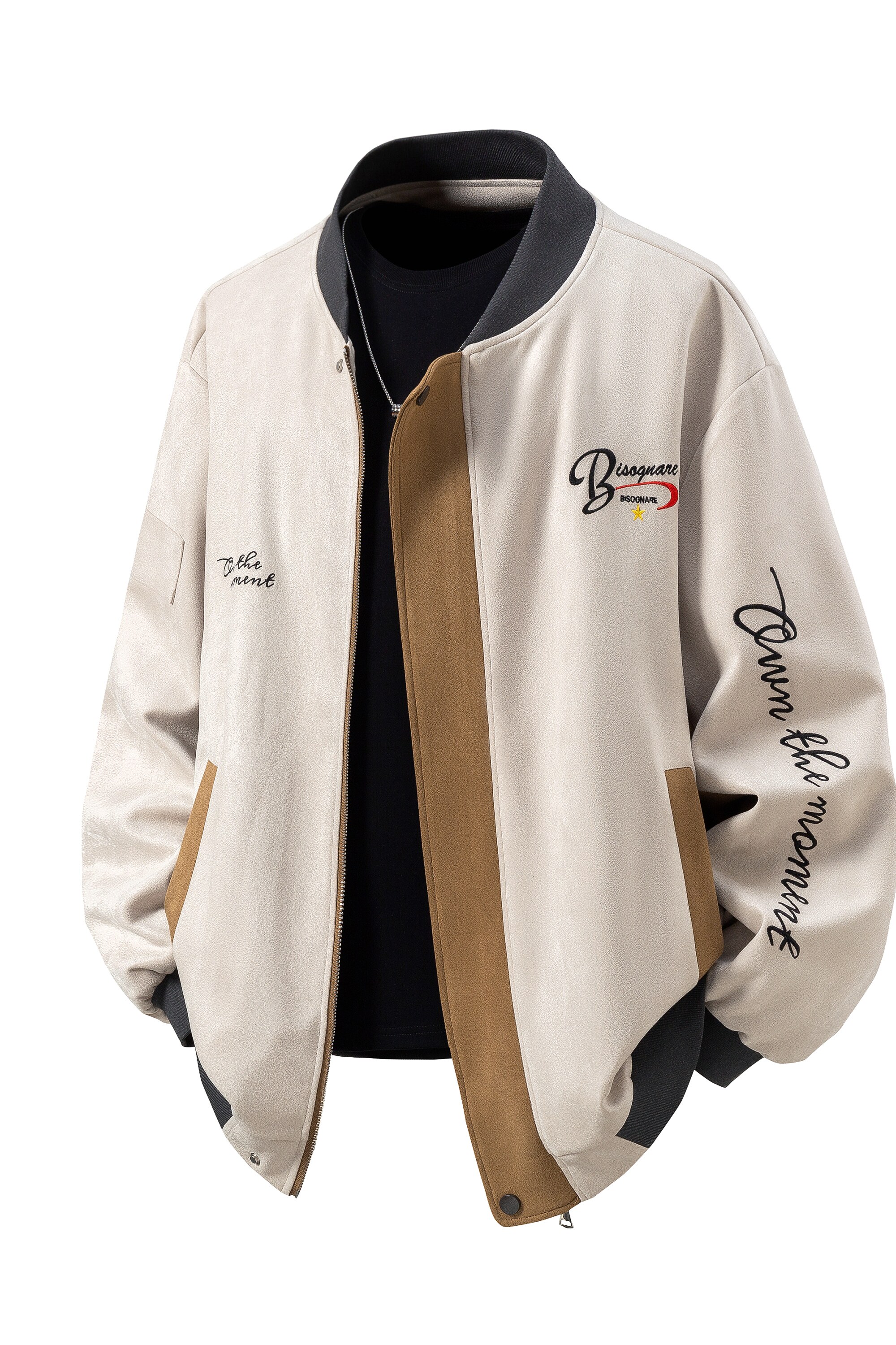 秋冬白底立体图大码绣花拼接夹克外套棒球服男J863P88控138,男装夹克,电商A029
