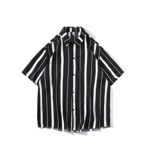 夏季新款港风大码条纹短袖衬衫男  C613 P40 控58图片