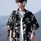 南亚风夏二开港风大码复冰丝短袖花衬衫花衬衣男C636P40控58，男装衬衫，电商A029
