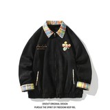 秋原创抖音白底平铺大码绣花撞色夹克外套棒球服男J871P80控128，男装夹克，电商A029