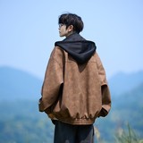 二开原创港风相机片连帽假两件皮衣夹克外套男J876P98控158，男装夹克，电商A029