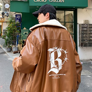 秋新款外景港风大码皮衣皮棉衣毛内胆加厚外套男MY180 P138 控188图片