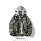 二开原创白底平铺大码连帽假两件皮衣夹克外套男J876P98控158，男装夹克，电商A029