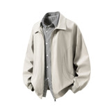 二开秋冬白底立体图大码假两件衬衫领夹克外套男J862P78控128，男装夹克，电商A029