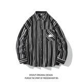 相机片冬新款大码港风条纹长袖衬衫衬衣外套男C627P55控78，男装衬衫，电商A029