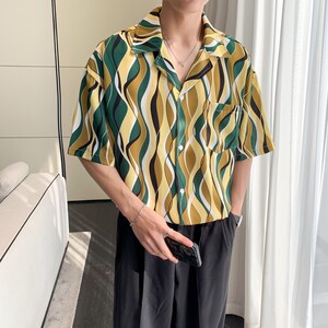 东南亚风冰丝速干轻熟店主风痞帅短袖衬衫大码港风 C607 P40 控58图片