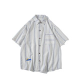 夏季新款港风大码士短袖衬衫条纹衬衫C616P45控58，男装T恤，电商A029