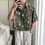 东南亚风轻熟店主风痞帅短袖话衬衫大码港风花衬衫C608P40控58，男装T恤，电商A029