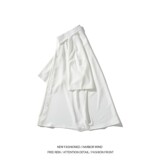 小清新冰丝二开白底平铺大码纯色短袖衬衫白衬衣男C655P35控48，男装T恤，电商A029