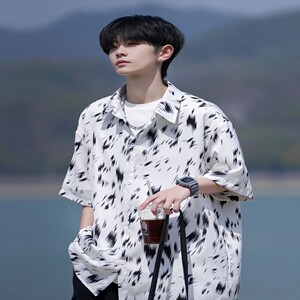 相机片夏季抖音直播港风大码外景短袖衬衫花衬衣 C608 P40 控58图片