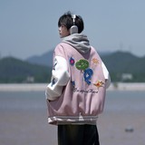 相机片新款大码宽松翻领贴标棒球服夹克外套港风男J835P98控138，男装夹克，电商A029